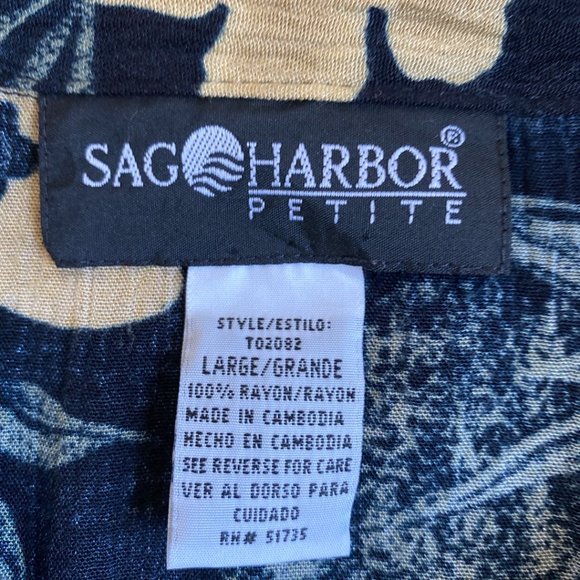 Sag Harbor Petite Black Floral Button Front Blouse - Picture 5 of 6